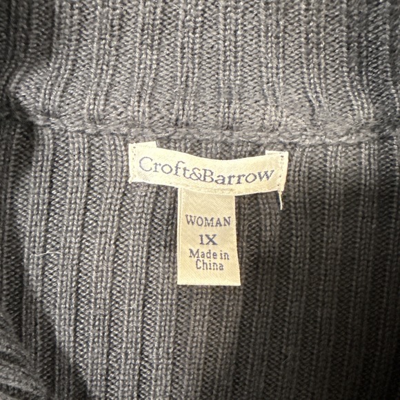 WOMENS XL SWEATER Croft and Barrow LAVENDER PINK 1/4 Zip Pullover CABLE KNIT - Picture 4 of 10